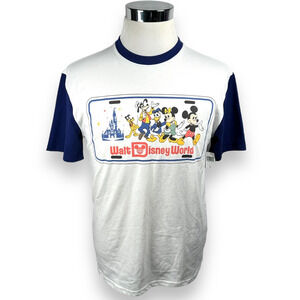 Disney World 50‎ Vault Collection License Plate T-Shirt White Men’s Small New
